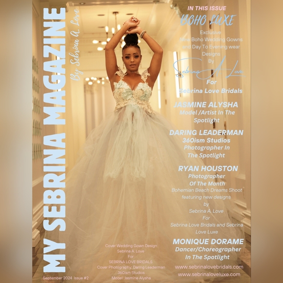 "JASMINE ALYSHA" Powder Blue & Ivory Boho Wedding Ballgown Set - Picture 4 of 4